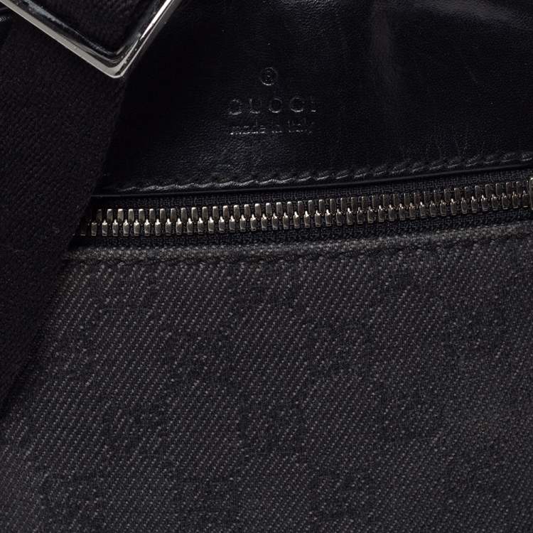 Pre Owned Gucci Black GG Canvas and Leather Messenger Bag