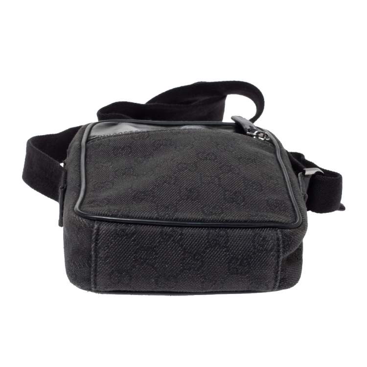 Pre Owned Gucci Black GG Canvas and Leather Messenger Bag