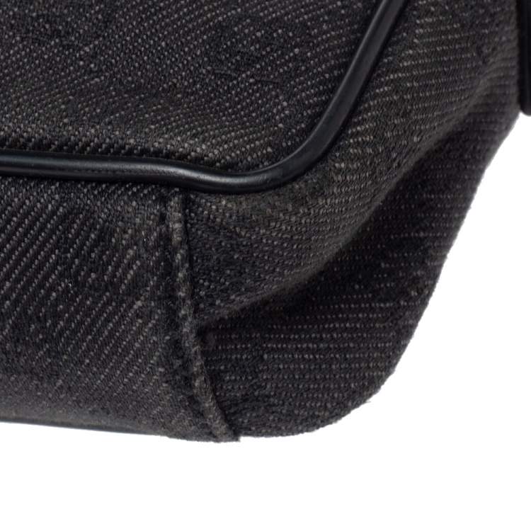 Pre Owned Gucci Black GG Canvas and Leather Messenger Bag