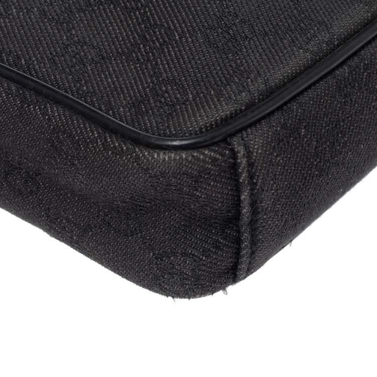 Pre Owned Gucci Black GG Canvas and Leather Messenger Bag