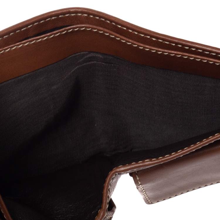 Pre Owned Gucci Brown Guccissima Leather Web Bifold Wallet
