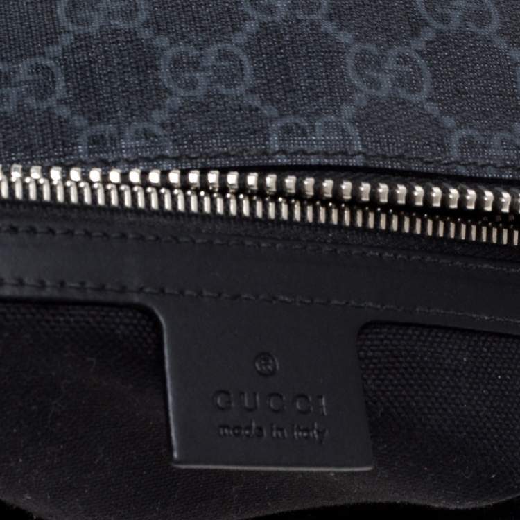 Pre Owned Gucci Black GG Supreme Canvas and Leather Messenger Bag