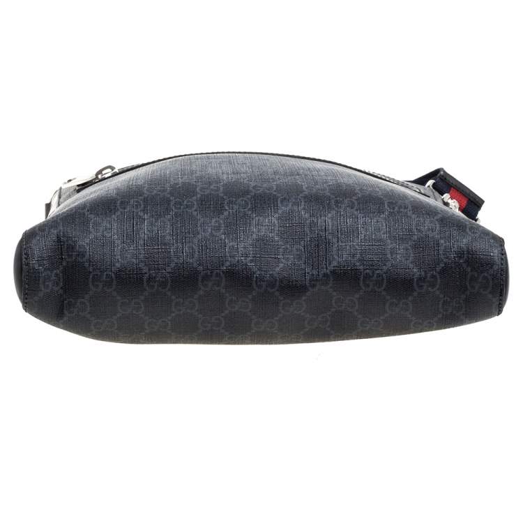 Pre Owned Gucci Black GG Supreme Canvas and Leather Messenger Bag