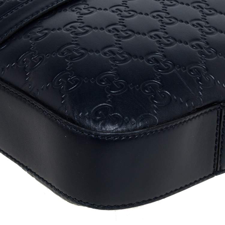 Pre Owned Gucci Navy Blue Guccissima Leather Briefcase