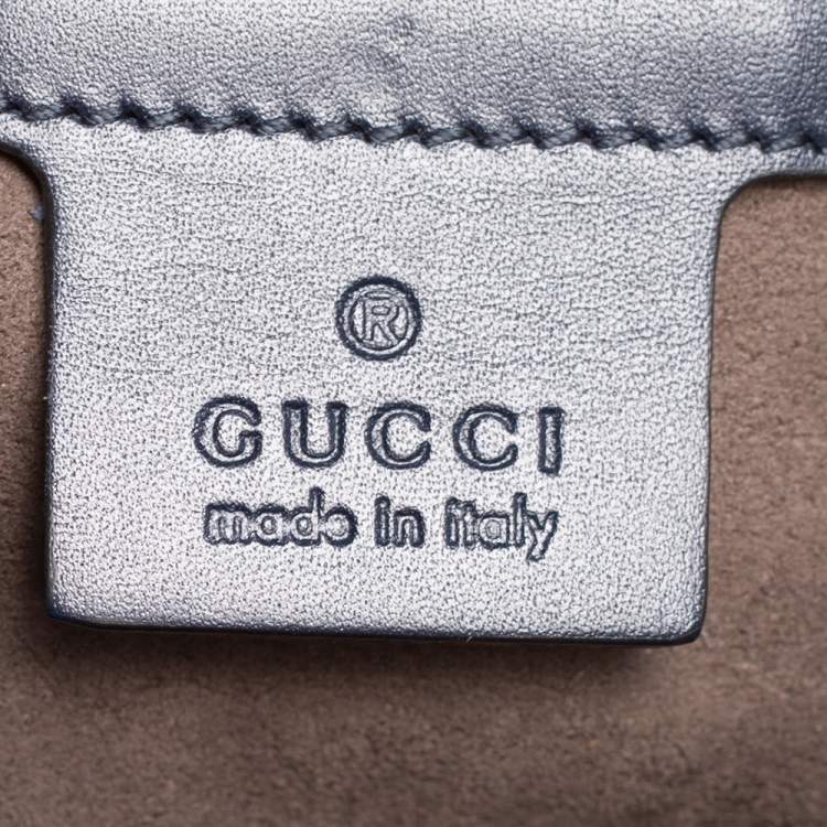 Pre Owned Gucci Navy Blue Guccissima Leather Briefcase