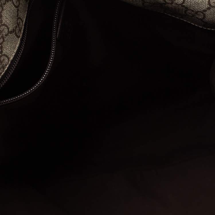 Pre Owned Gucci Beige/Brown GG Supreme Canvas and Leather Web Messenger Bag