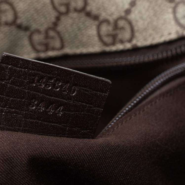 Pre Owned Gucci Beige/Brown GG Supreme Canvas and Leather Web Messenger Bag
