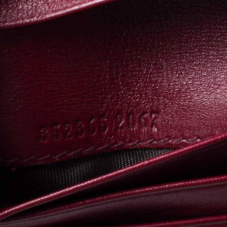 Pre Owned Gucci Burgundy Microguccissima Leather Bifold Card Holder