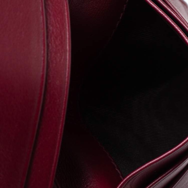 Pre Owned Gucci Burgundy Microguccissima Leather Bifold Card Holder