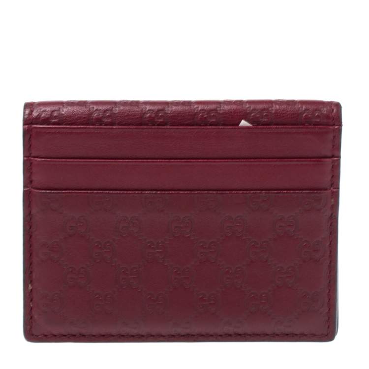 Pre Owned Gucci Burgundy Microguccissima Leather Bifold Card Holder