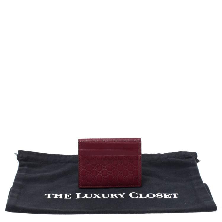 Pre Owned Gucci Burgundy Microguccissima Leather Bifold Card Holder