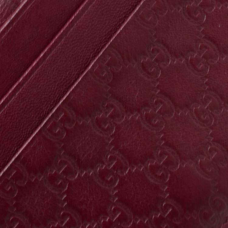 Pre Owned Gucci Burgundy Microguccissima Leather Bifold Card Holder