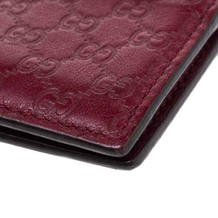 Pre Owned Gucci Burgundy Microguccissima Leather Bifold Card Holder