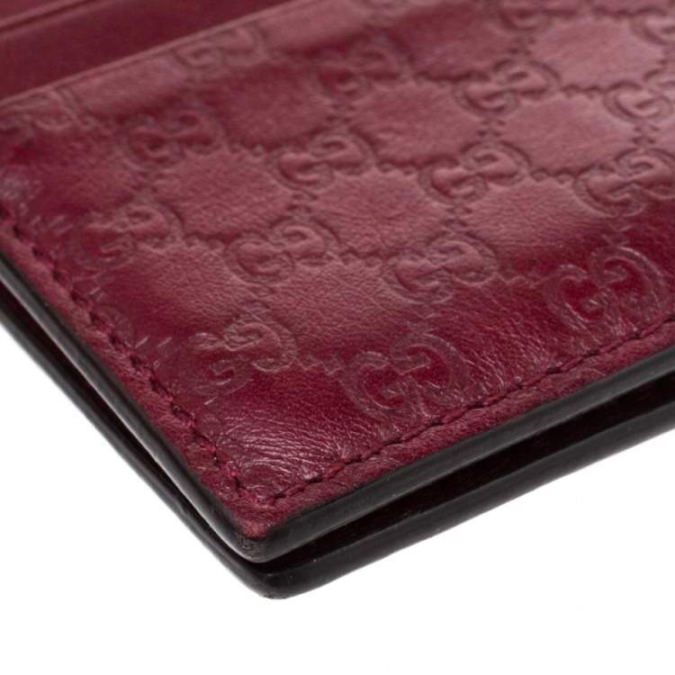 Pre Owned Gucci Burgundy Microguccissima Leather Bifold Card Holder