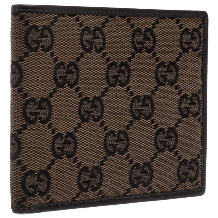 Pre Owned Gucci Black/Brown GG Canvas Bi-Fold Wallet