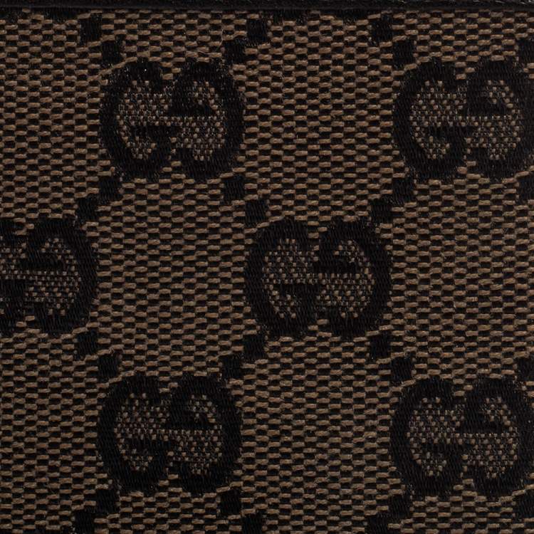 Pre Owned Gucci Black/Brown GG Canvas Bi-Fold Wallet