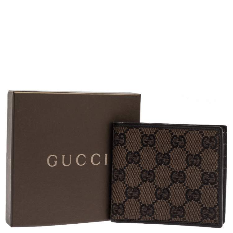Pre Owned Gucci Black/Brown GG Canvas Bi-Fold Wallet