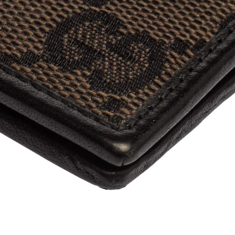 Pre Owned Gucci Black/Brown GG Canvas Bi-Fold Wallet