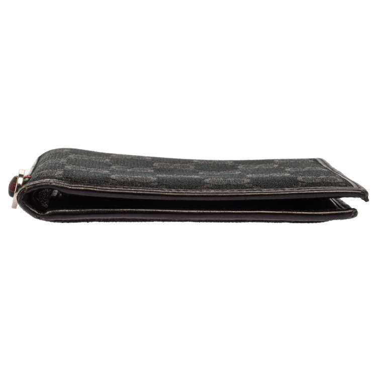 Pre Owned Gucci Black GG Canvas Web Bi-Fold Wallet
