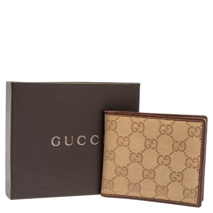 مملوكة مسبقًا Gucci Beige/Brown GG Canvas and Leather Bi-fold Wallet