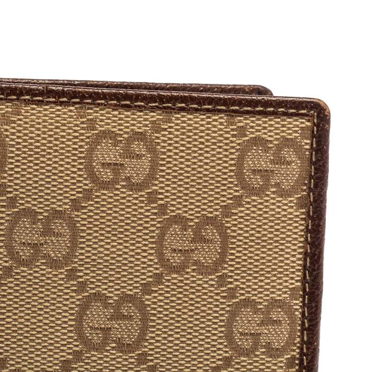 مملوكة مسبقًا Gucci Beige/Brown GG Canvas and Leather Bi-fold Wallet