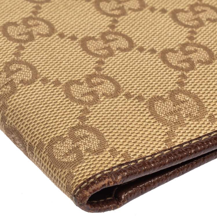 مملوكة مسبقًا Gucci Beige/Brown GG Canvas and Leather Bi-fold Wallet