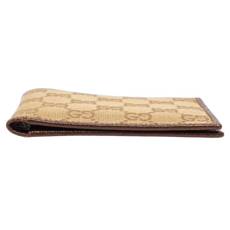 مملوكة مسبقًا Gucci Beige/Brown GG Canvas and Leather Bi-fold Wallet