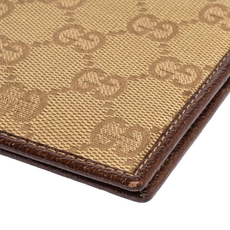 مملوكة مسبقًا Gucci Beige/Brown GG Canvas and Leather Bi-fold Wallet