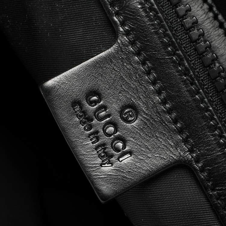 Pre Owned Gucci Black Mesh Fabric Hollywood Embroidered Backpack
