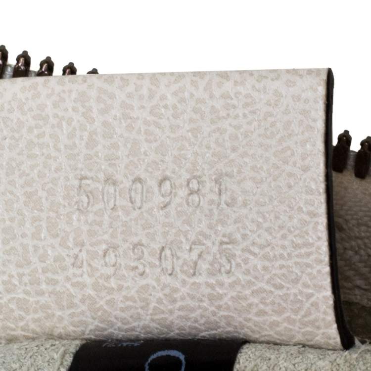 Pre Owned Gucci White Leather Logo Print Zip Pouch