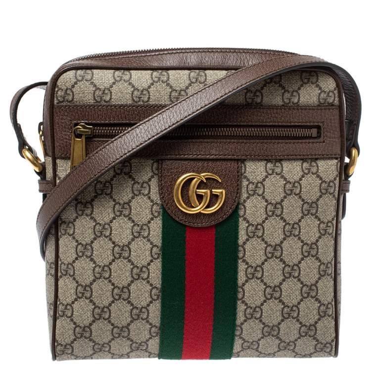 Gucci Beige & Brown Small Ophidia Messenger Bag for Men