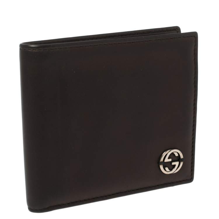 Pre Owned Gucci Black Leather GG Marmont Bifold Wallet