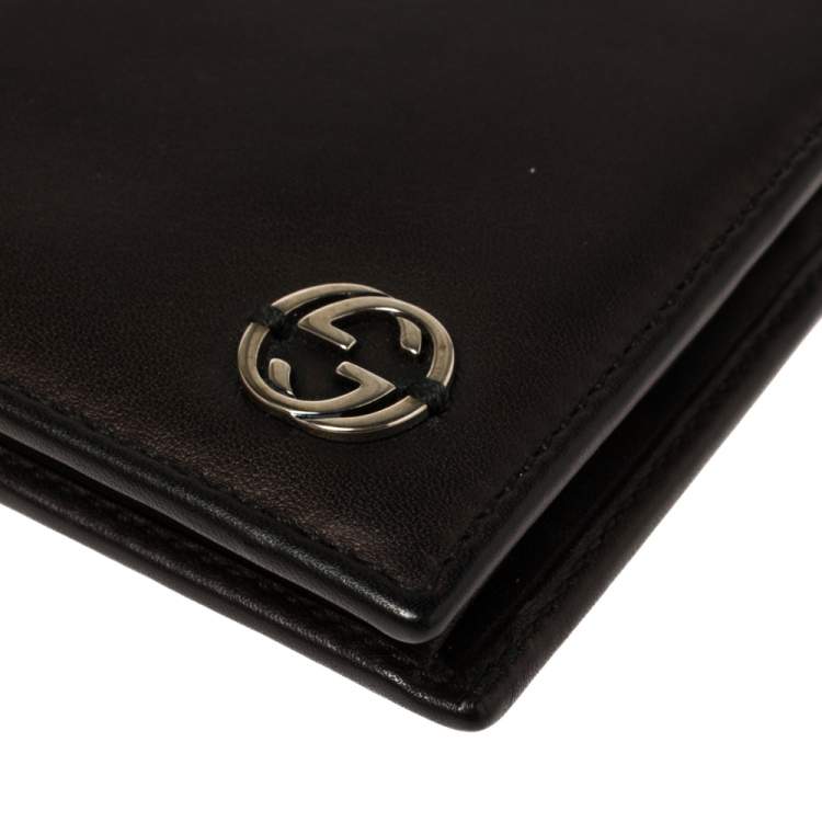 Pre Owned Gucci Black Leather GG Marmont Bifold Wallet