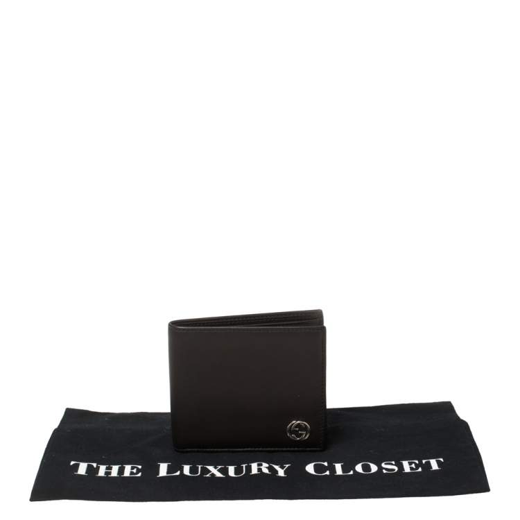 Pre Owned Gucci Black Leather GG Marmont Bifold Wallet