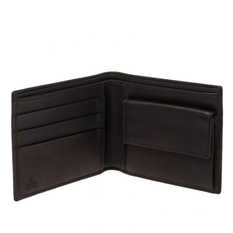 Pre Owned Gucci Black Leather GG Marmont Bifold Wallet