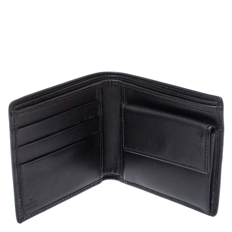 Pre Owned Gucci Black Leather Bifold Wallet
