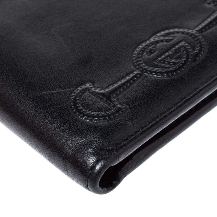 Pre Owned Gucci Black Leather Bifold Wallet