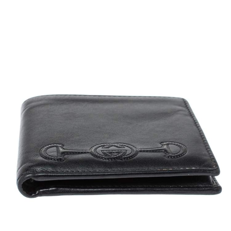 Pre Owned Gucci Black Leather Bifold Wallet