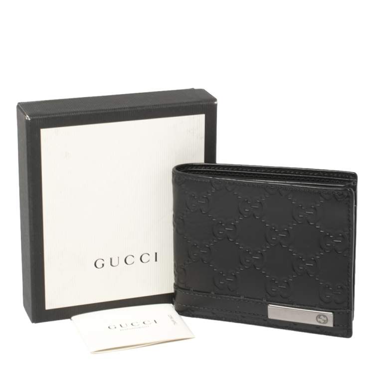 Pre Owned Gucci Black Guccissima Leather Bifold Wallet