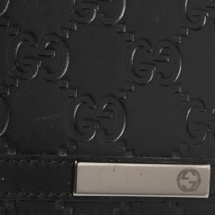 Pre Owned Gucci Black Guccissima Leather Bifold Wallet