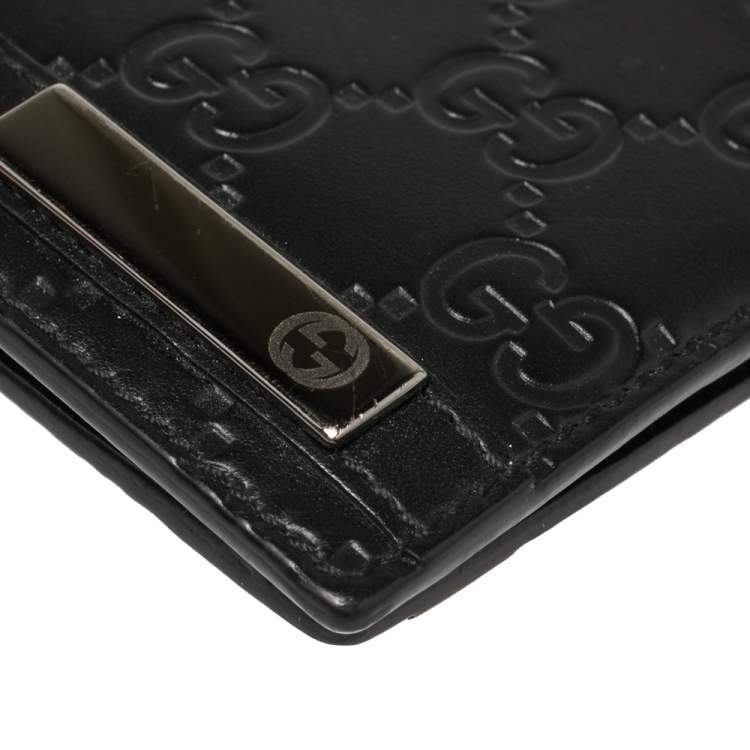 Pre Owned Gucci Black Guccissima Leather Bifold Wallet
