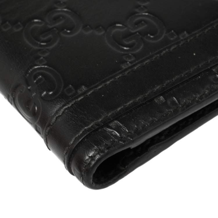 Pre Owned Gucci Black Guccissima Leather Bifold Wallet