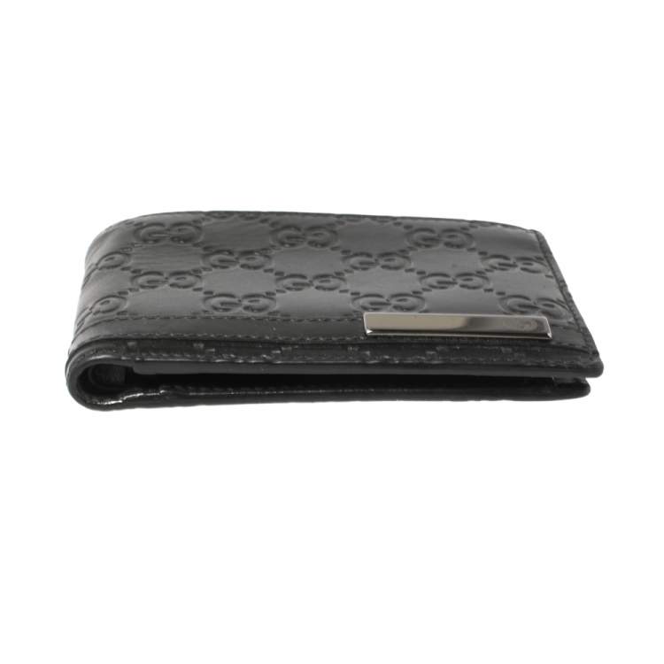 Pre Owned Gucci Black Guccissima Leather Bifold Wallet