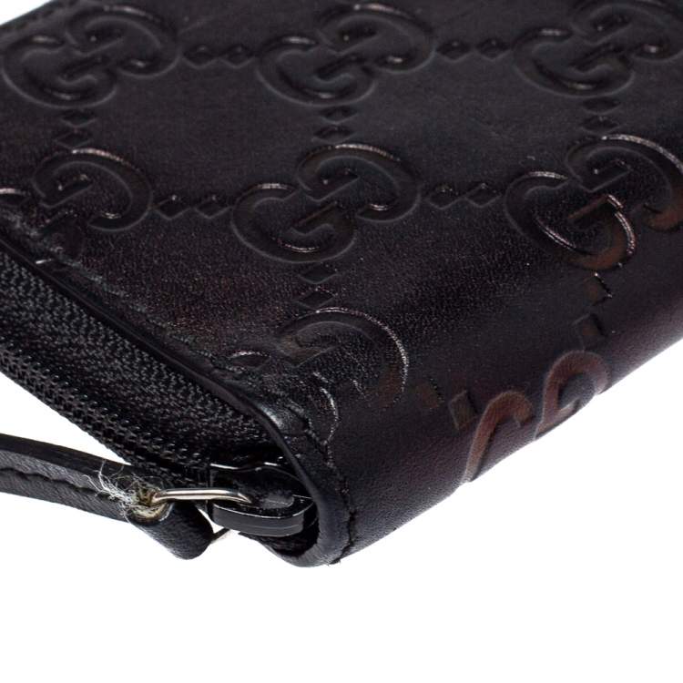 Pre Owned Gucci Black Guccissima Leather Coin Purse