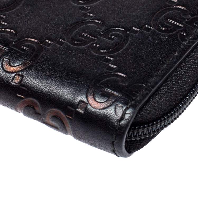 Pre Owned Gucci Black Guccissima Leather Coin Purse