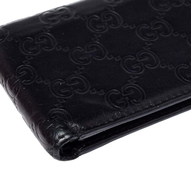 Pre Owned Gucci Black Guccissima Leather Bifold Wallet