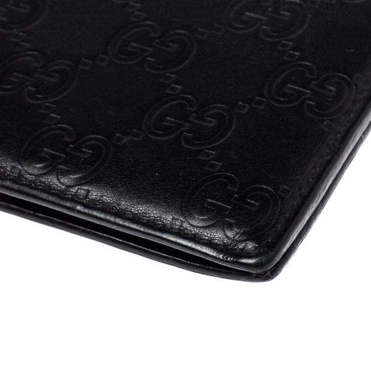 Pre Owned Gucci Black Guccissima Leather Bifold Wallet