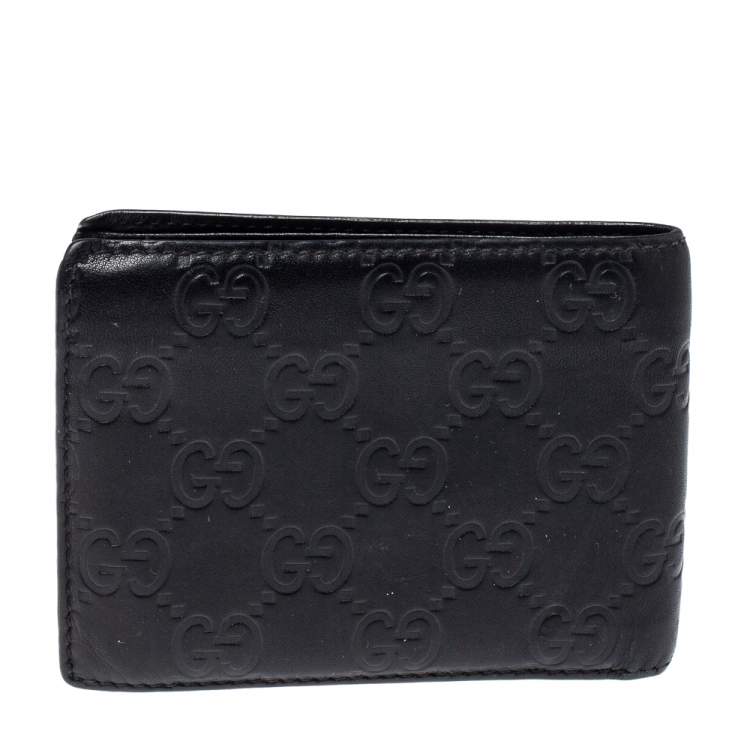 Pre Owned Gucci Black Guccissima Leather Bifold Wallet