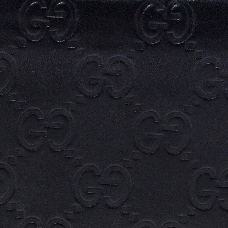 Pre Owned Gucci Black Guccissima Leather Bifold Wallet