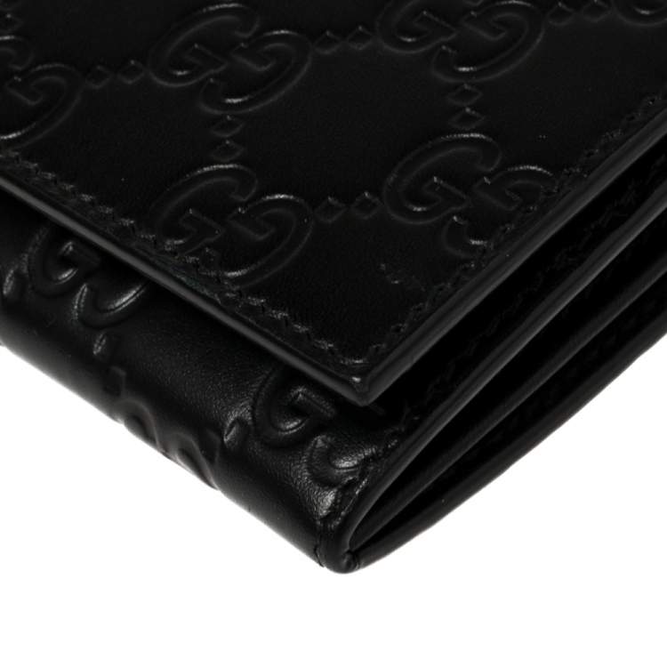 Pre Owned Gucci Black Guccissima Leather Web Wallet